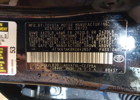 2024 Toyota Camry Xse из США, поврежденный, VIN 4T1K61AK8RU842857